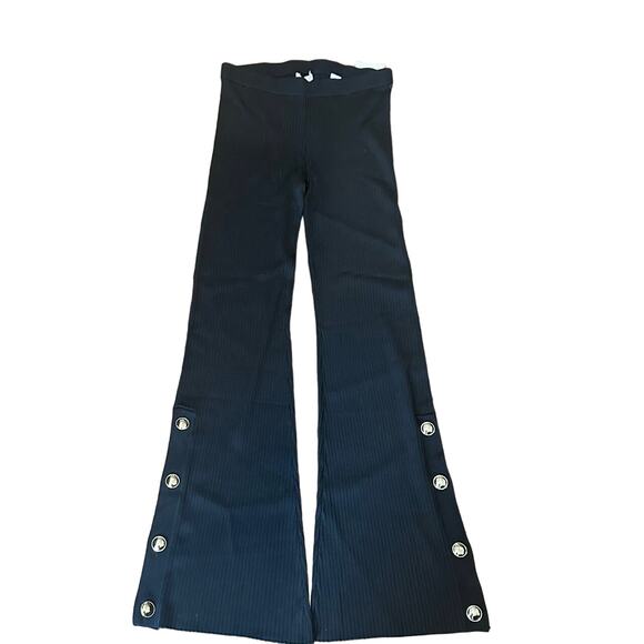 NWT GOOD AMERICAN Plaited Rib Flare pull on Pants SIZE 4 STRETCH retro chic - Picture 2 of 16